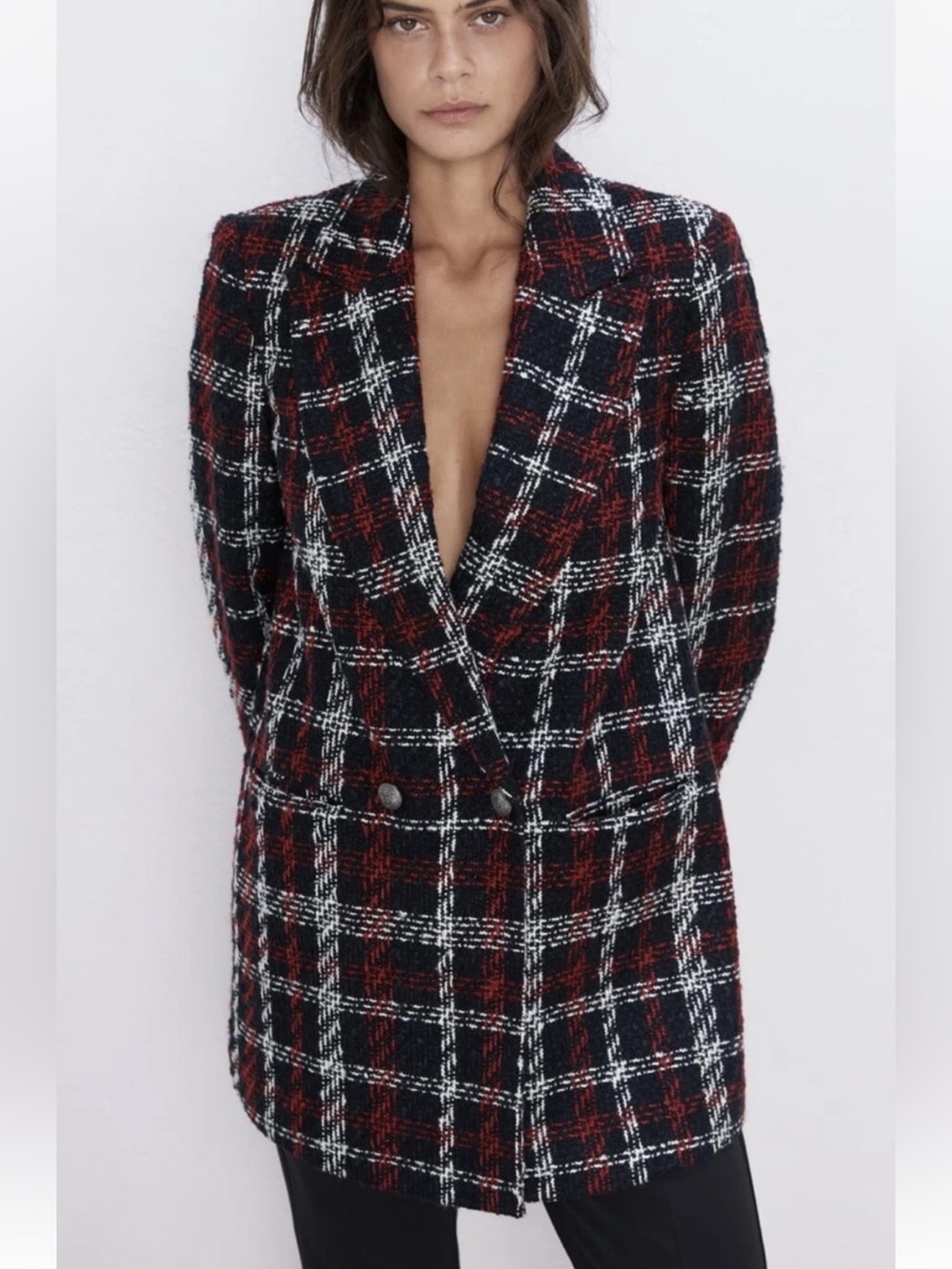 Zara Tweed Double Breasted Blazer